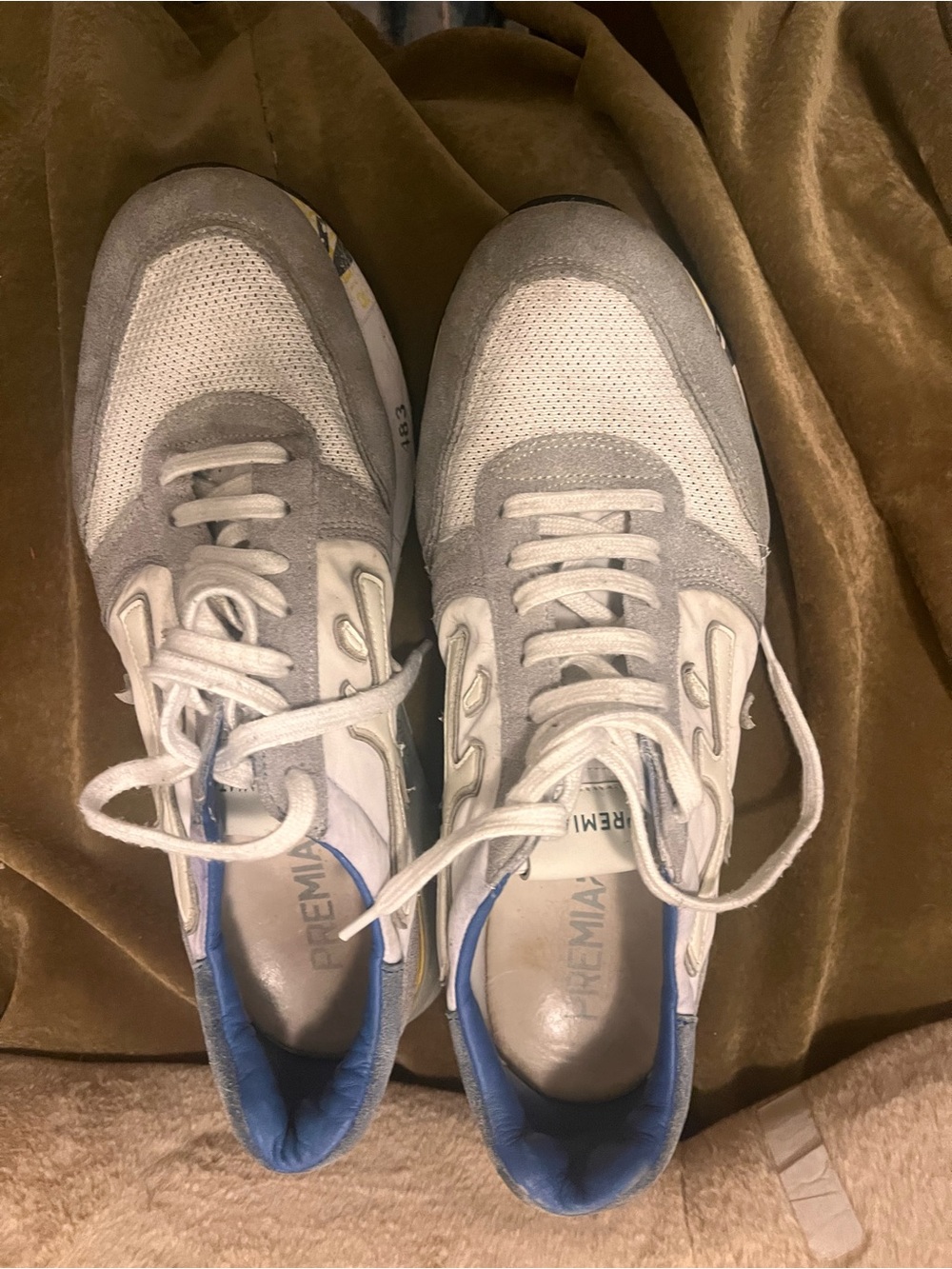 PREMIATA Men's Sneakers Size 44 (US 11) - Gray & Blue VAR.6168 Leather/Suede